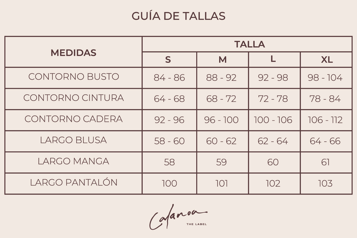 Guía de tallas